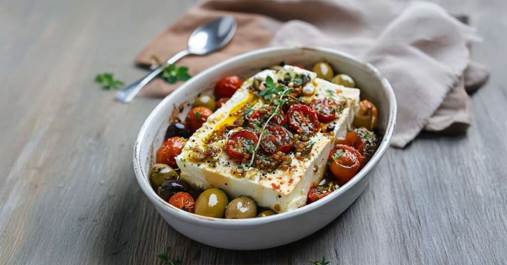 Zeytinli ve Kurutulmus Domatesli Firin Feta